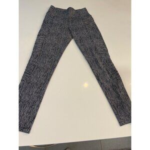 Athleta Black & White Moto Leggings Textured High-Rise Stretchy Ankle-Length Zip